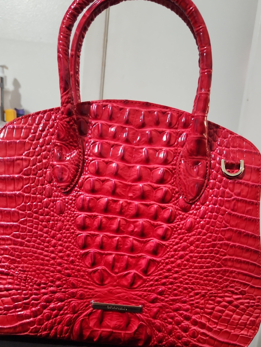 Brahmin Red Croc-Embossed Women's Satchel Bag - Brand Unknown